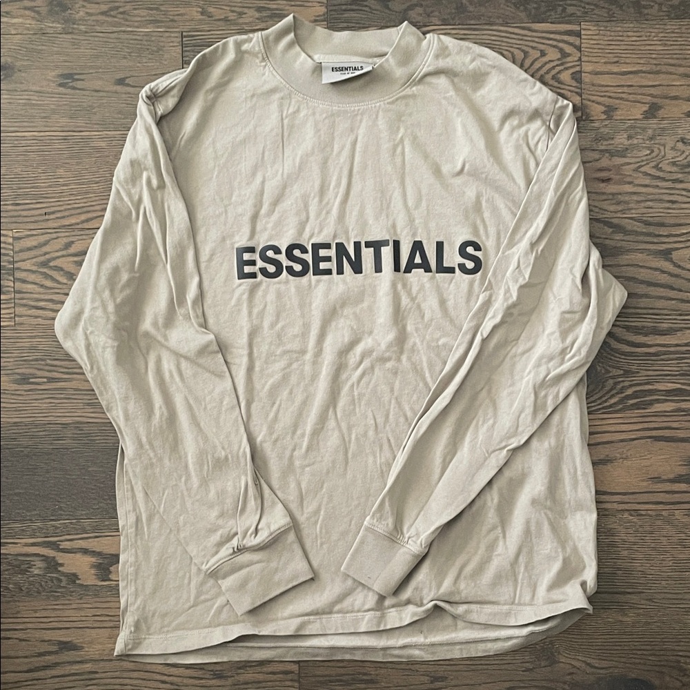 Essentials Beige Long Sleeve Men's Shirt